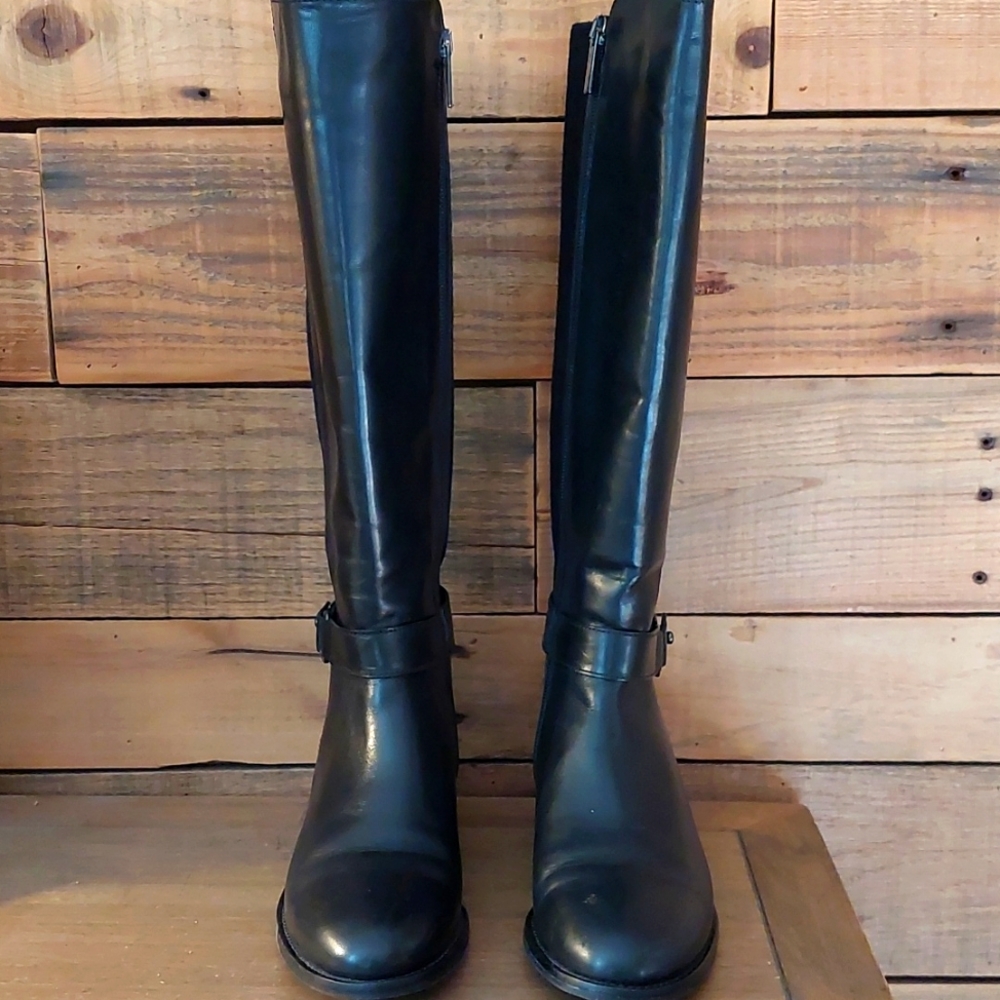 Aqua Talia Italian  Black Leather Boots Size 7